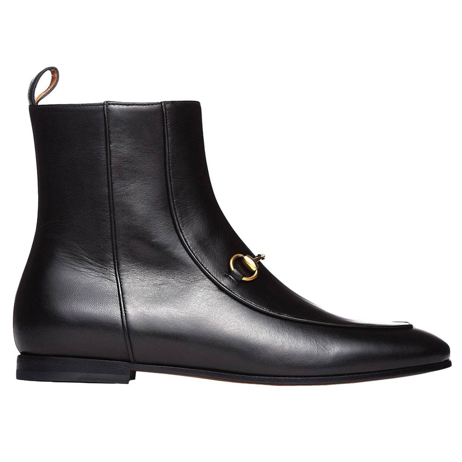 Gucci Jordaan Leather Ankle Boot in Black | Lyst UK