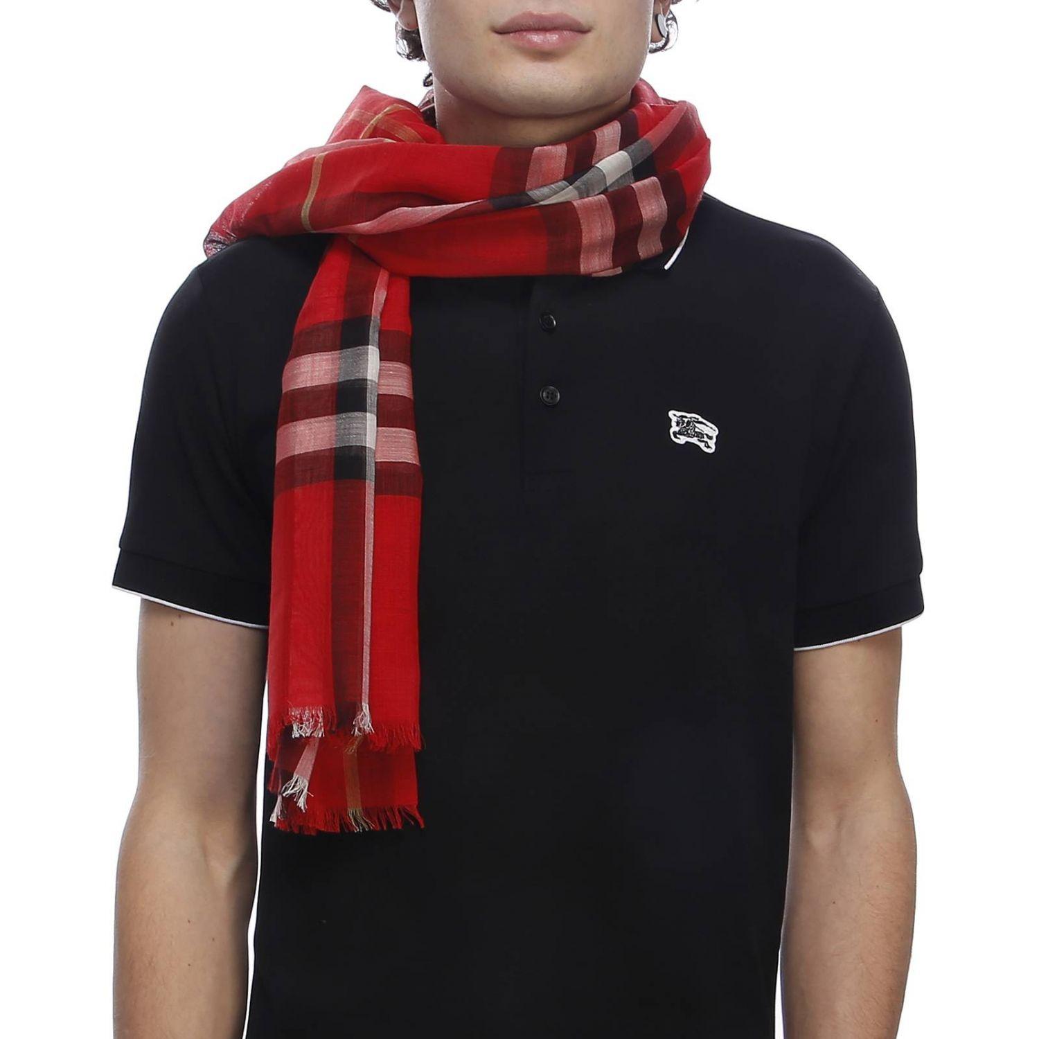 Burberry Silk Men's Scarf in Red for Men - Lyst