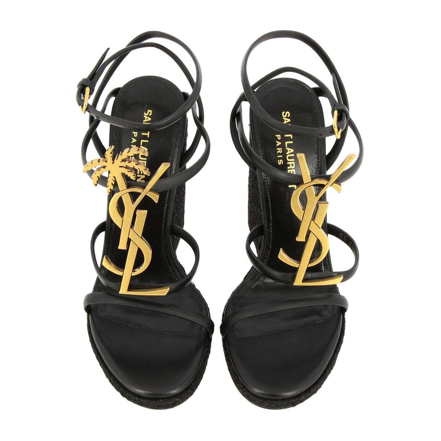 ysl black wedge sandals