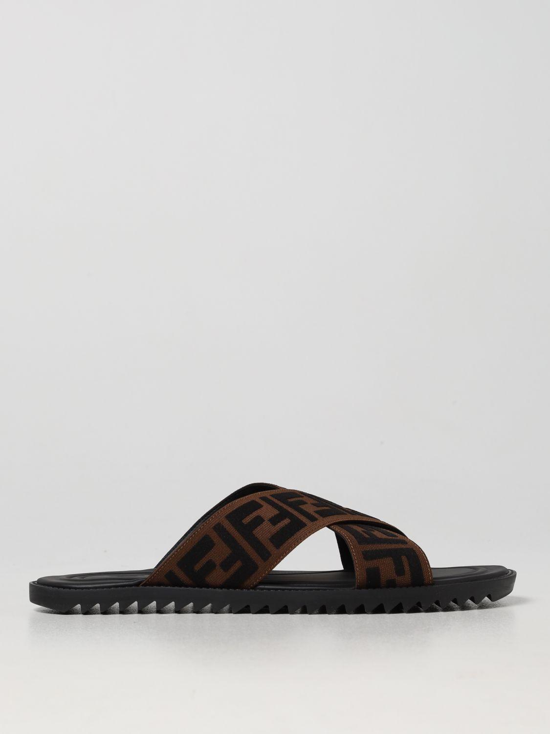 slides and flip flops Fendi Synthetic Ff Motif Sneakers in Brown for Men Mens Shoes Sandals 