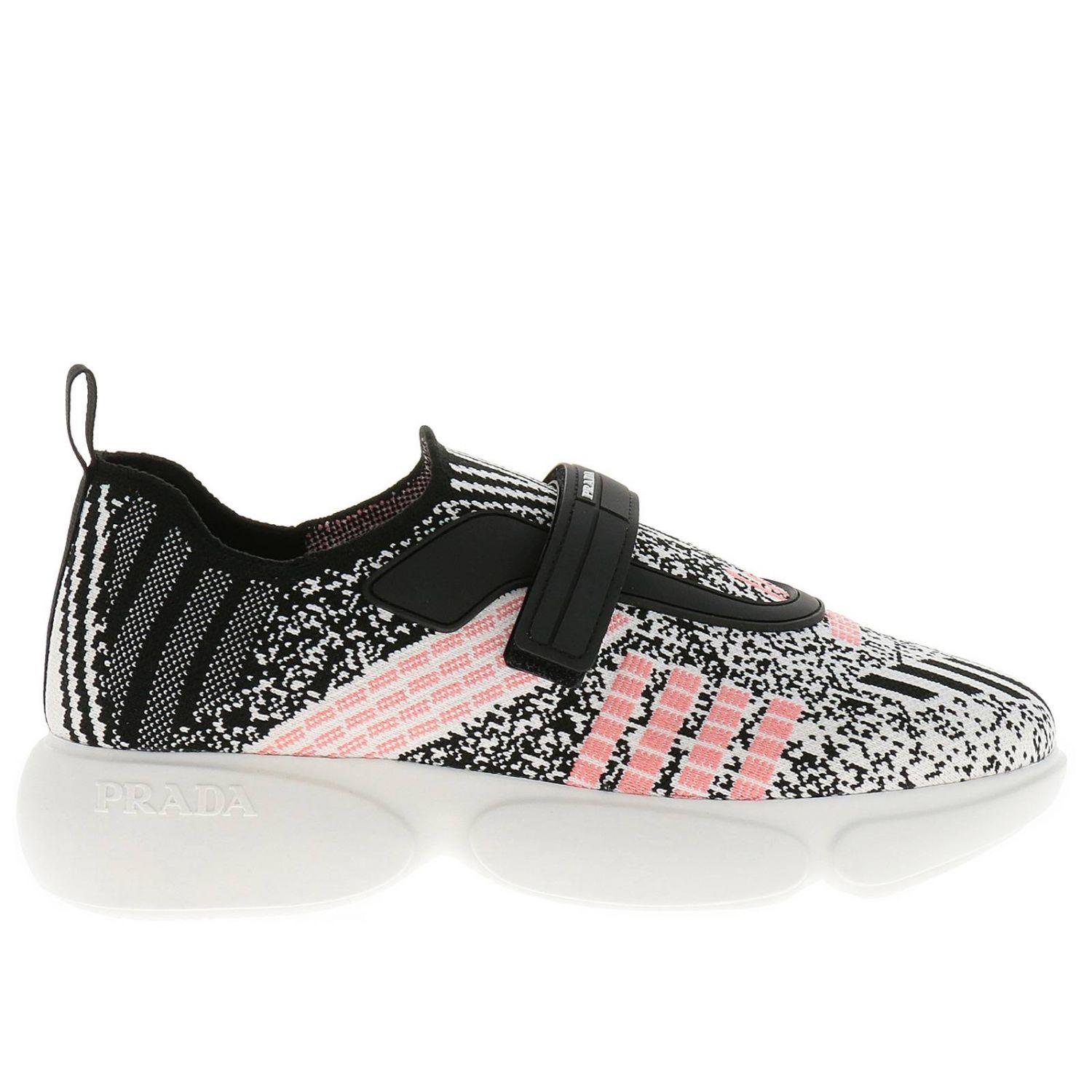 white and pink prada sneakers