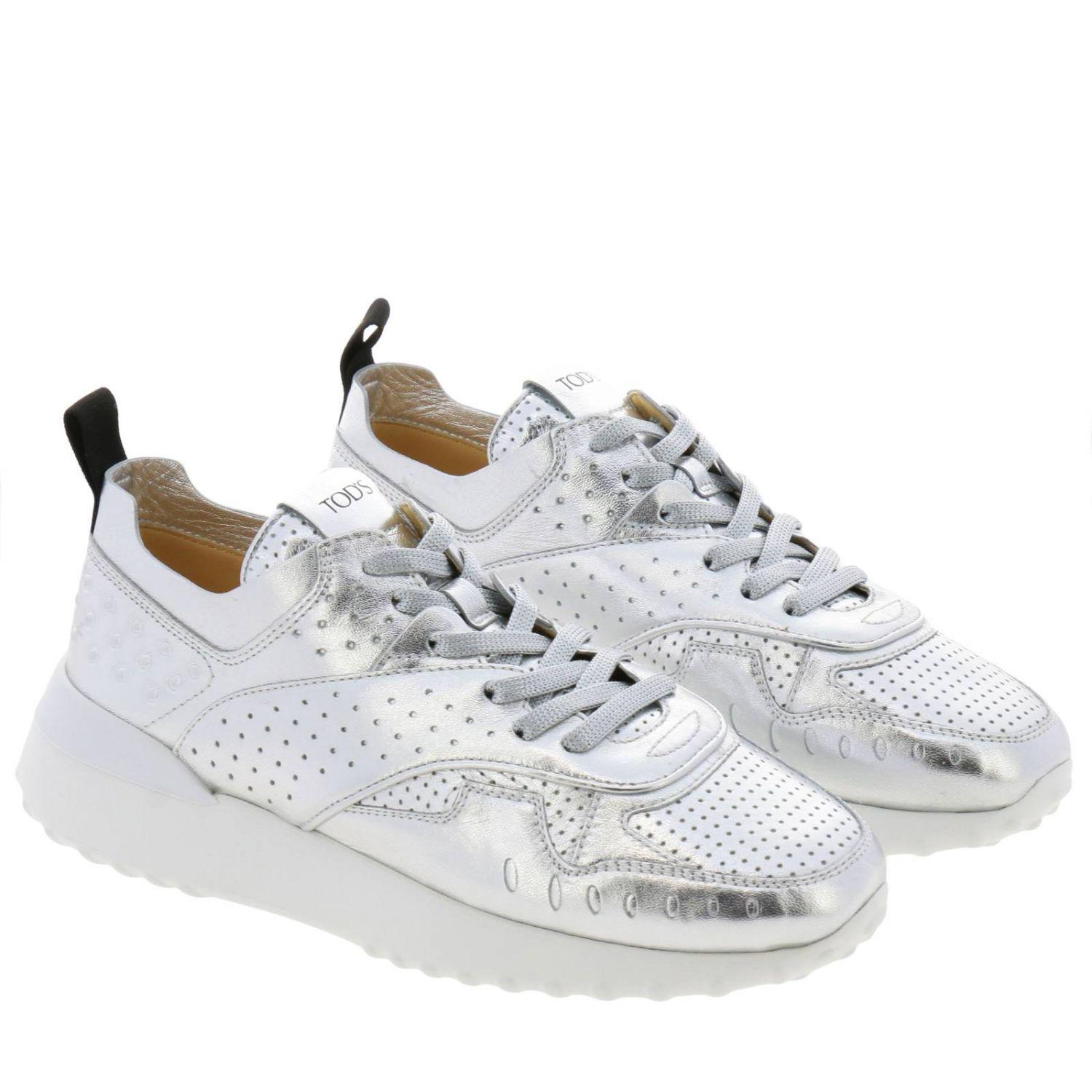 tod's silver sneakers