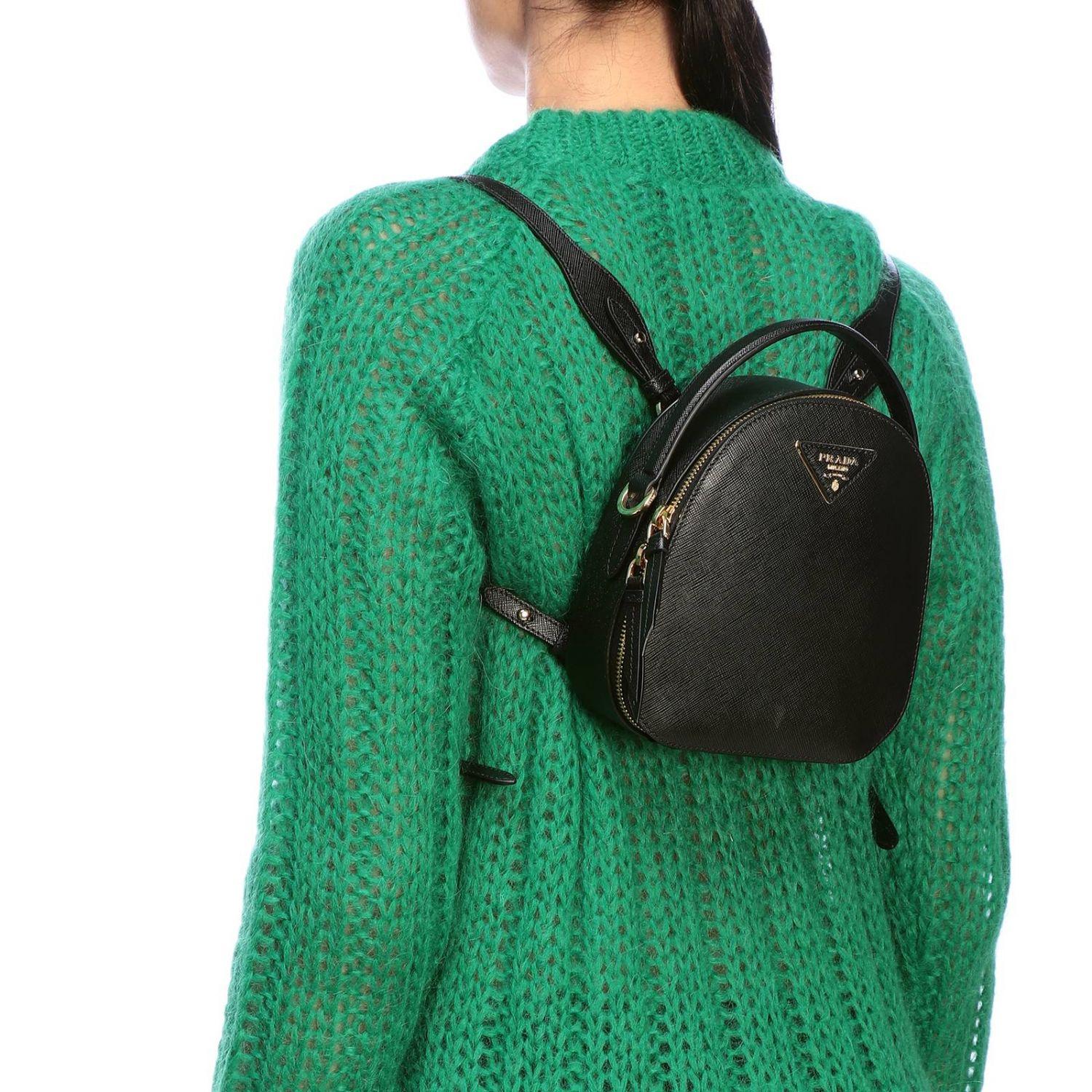 Prada Odette Mini Backpack In Saffiano Leather With Triangular Logo in  Black - Lyst