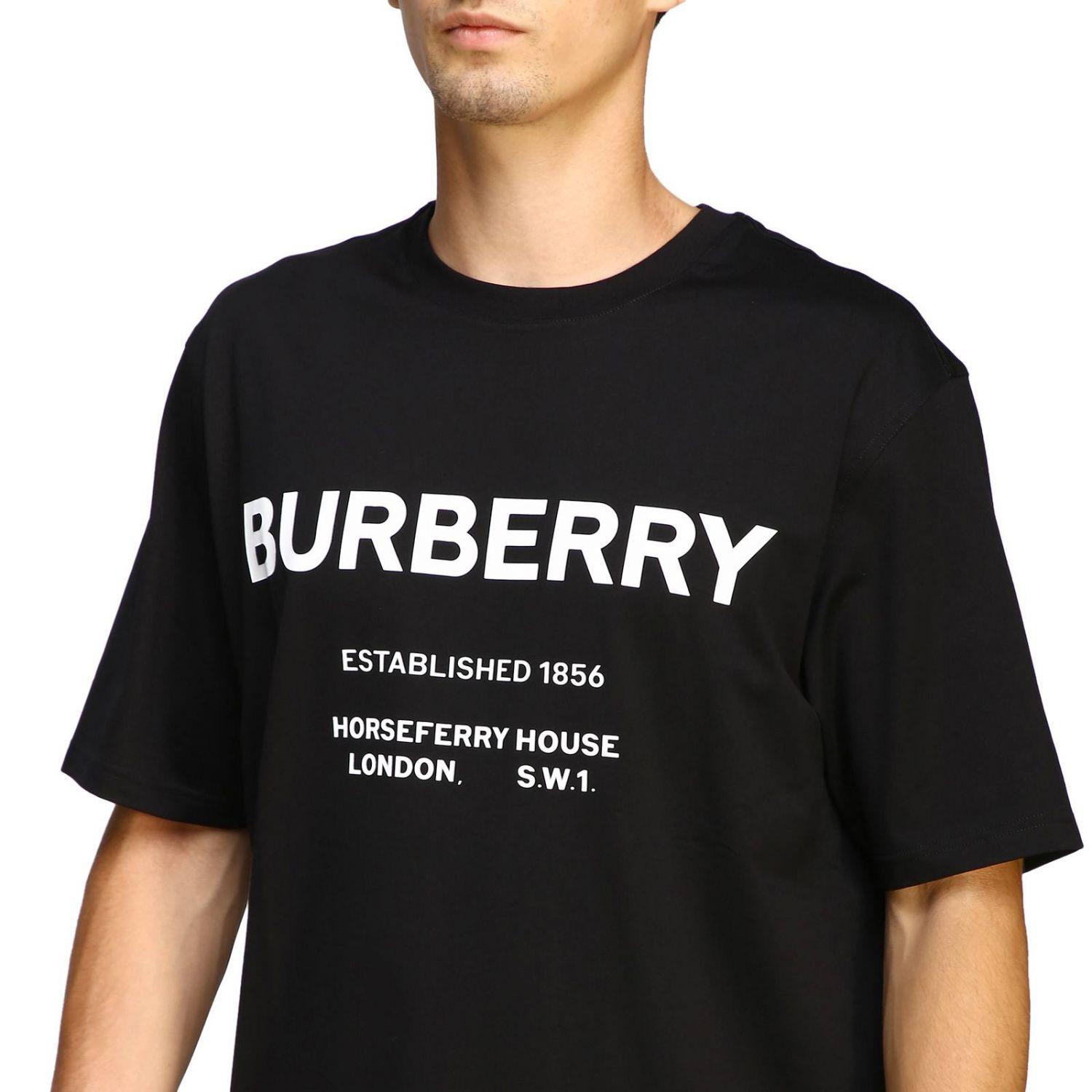Burberry Black Cotton T-shirt for Men - Lyst
