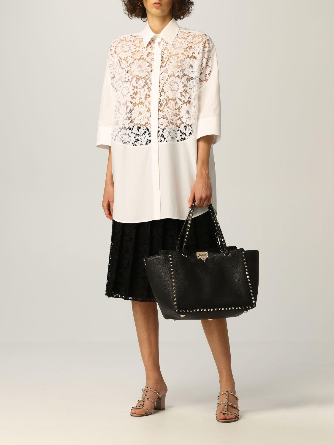 Shirt In Cotton Poplin And Lace