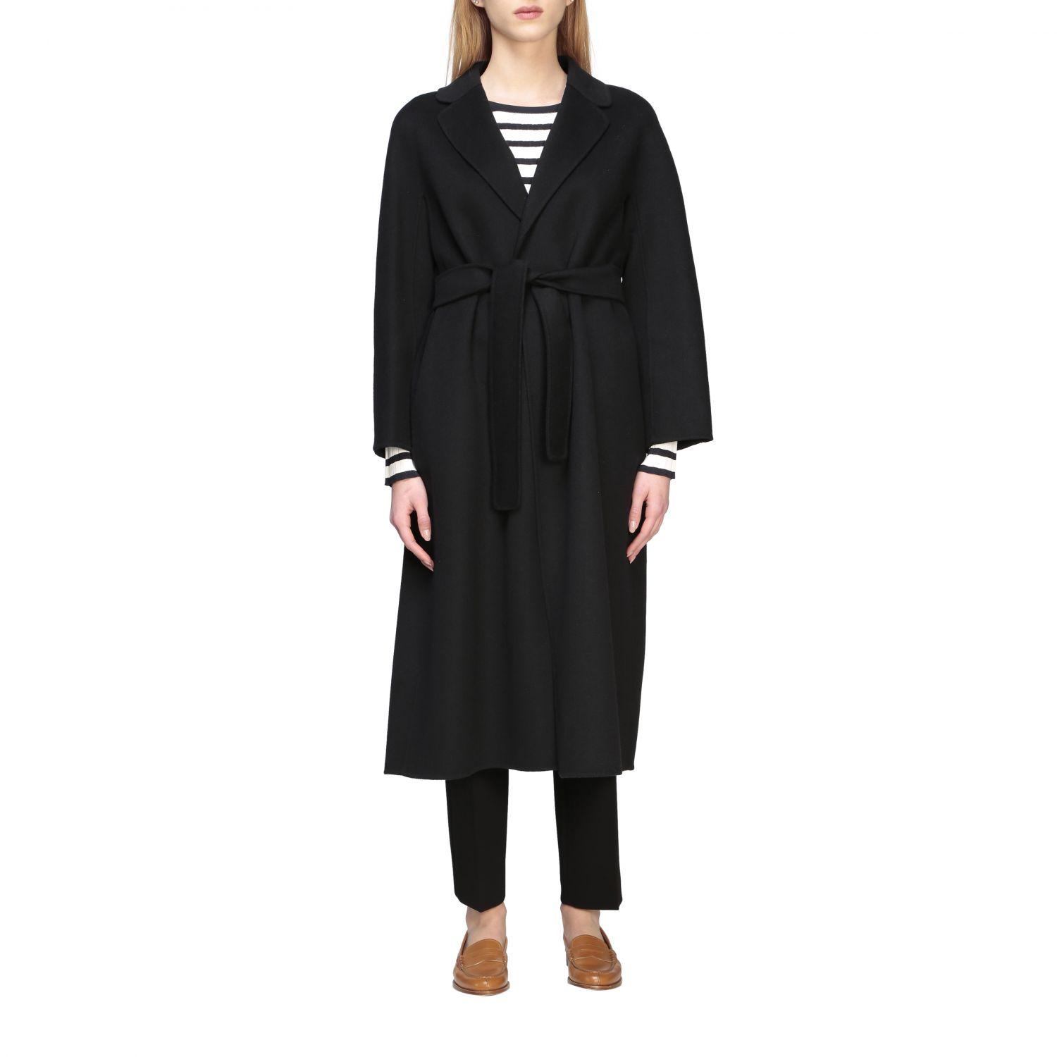 MAX MARA cashmere Belted stand collar coat outer black 34