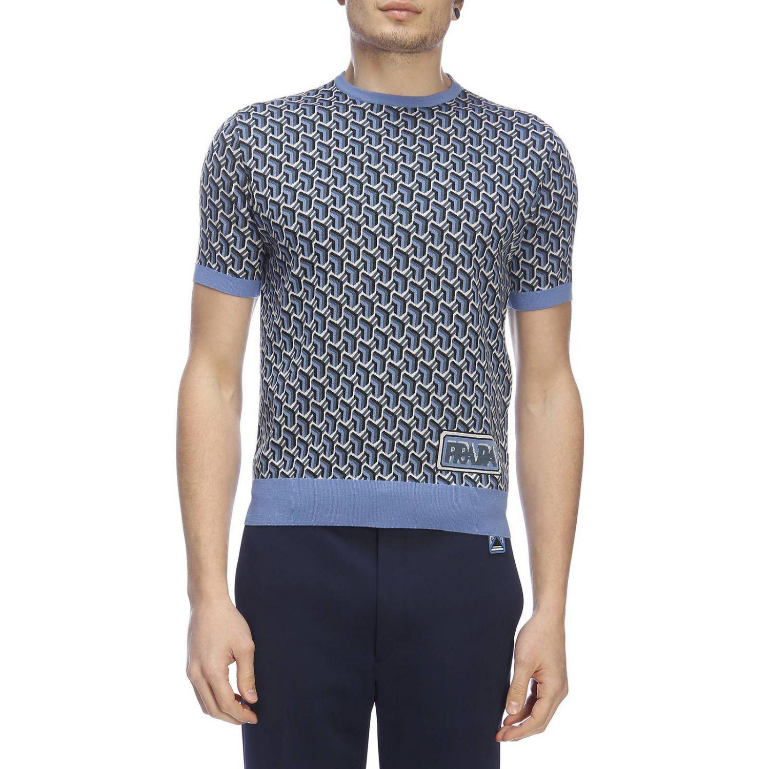 Prada Wool Men's Sweater in Blue for Men - Lyst