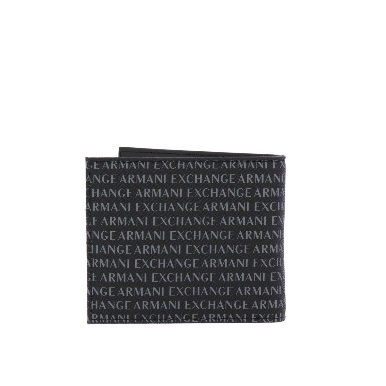 Armani Exchange All Over Print Bifold Wallet in Black for Men | Lyst