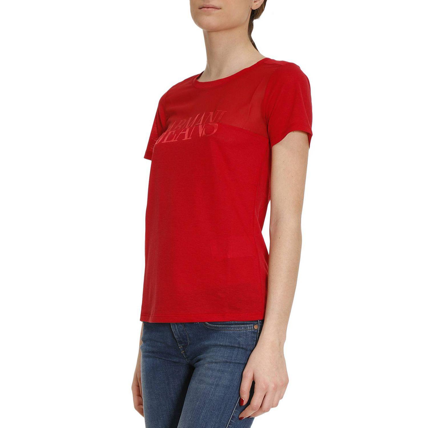 Armani Jeans Synthetic T-shirt Women in Red - Lyst