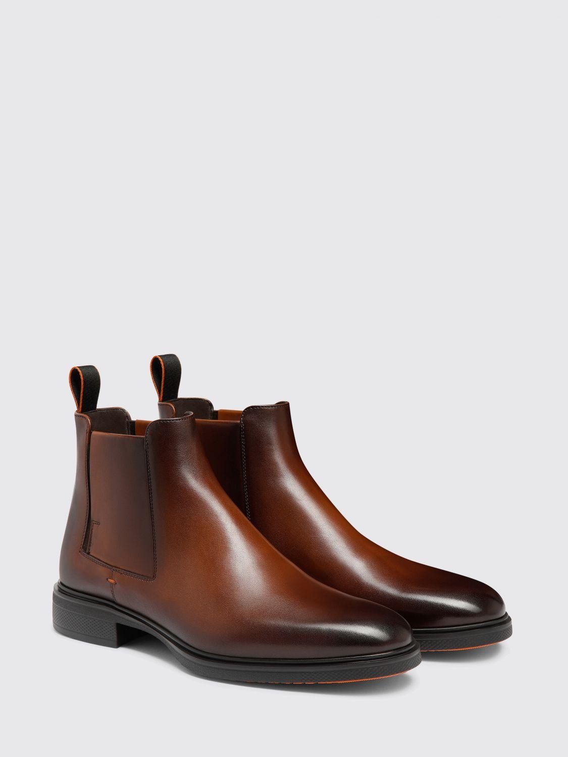 Bottes Pour Hommes SANTONI - Cuir Bordeaux, Taille 43, Neuves En Boîte - Parfaites Pour Le Travail Ou L'hiver