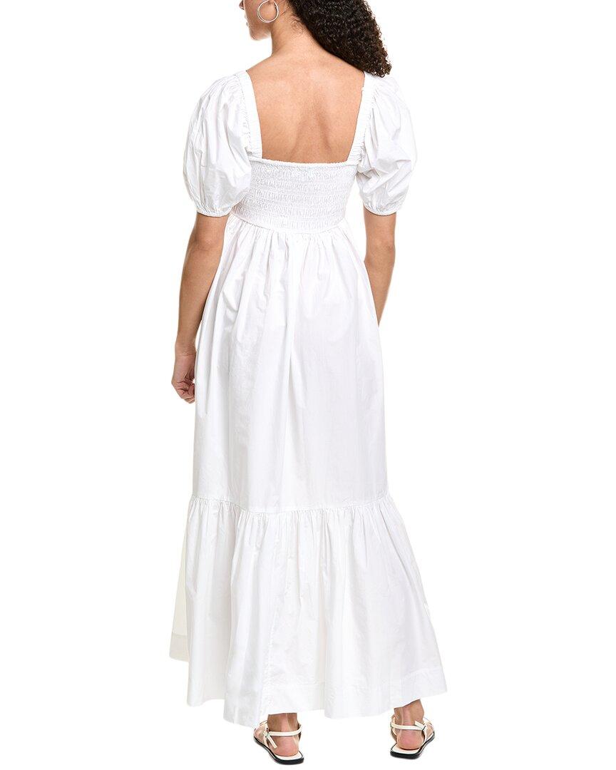Ganni Poplin Smocked Maxi Dress in White Lyst UK