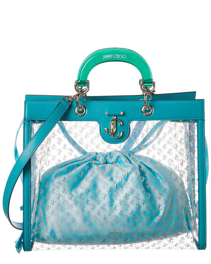 Jimmy Choo Varenne Top Handle Plexi & Leather Tote in Blue | Lyst