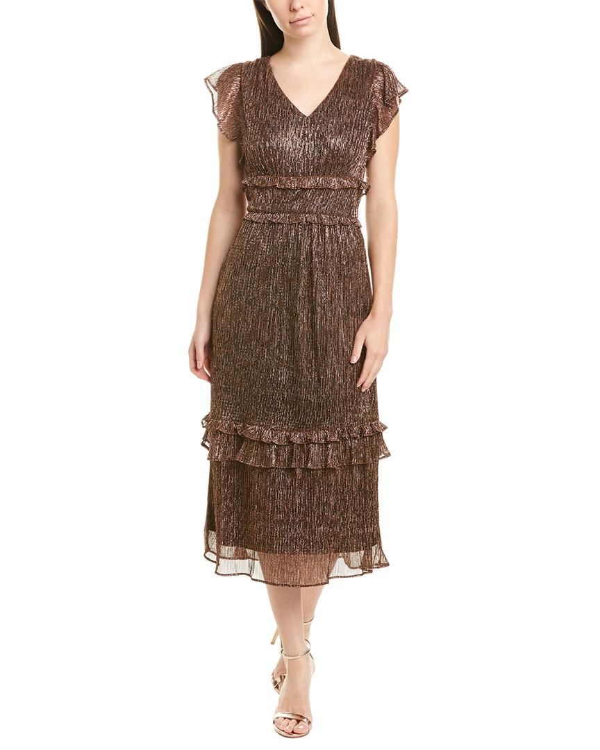 julia jordan metallic tie waist cocktail dress