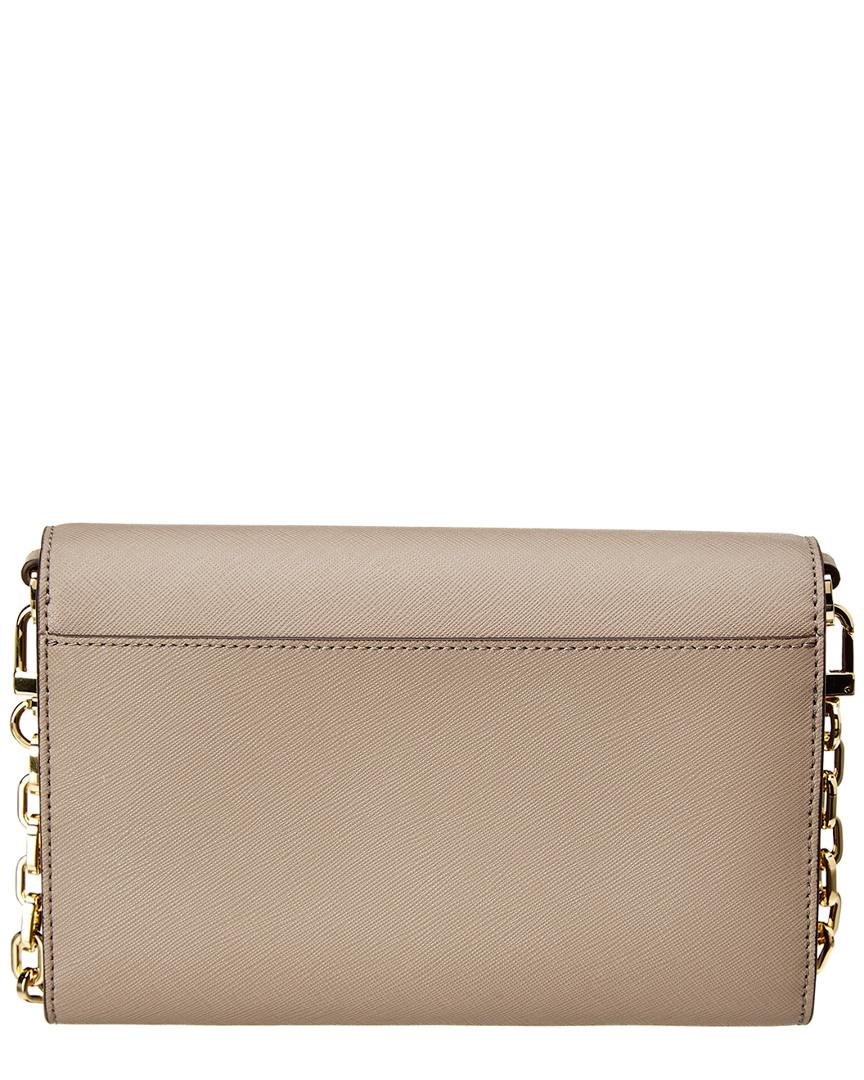 Tory Burch Emerson Leather Chain Wallet in French Grey (Gray) - Lyst
