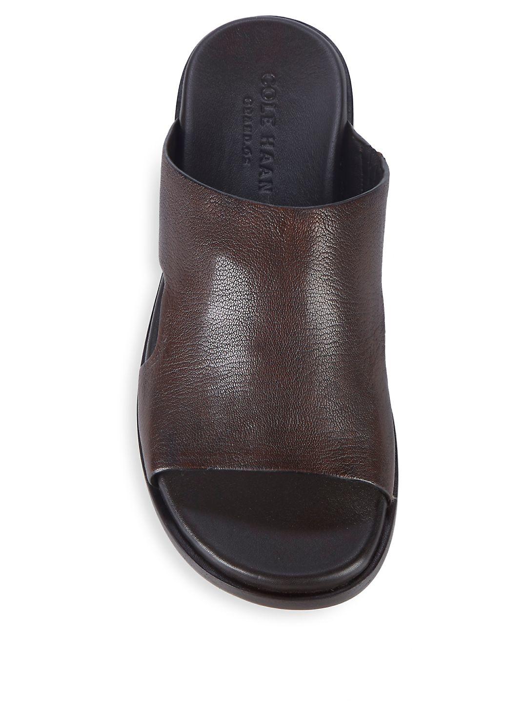 Cole Haan Goldwyn Leather Slides in Brown for Men Lyst