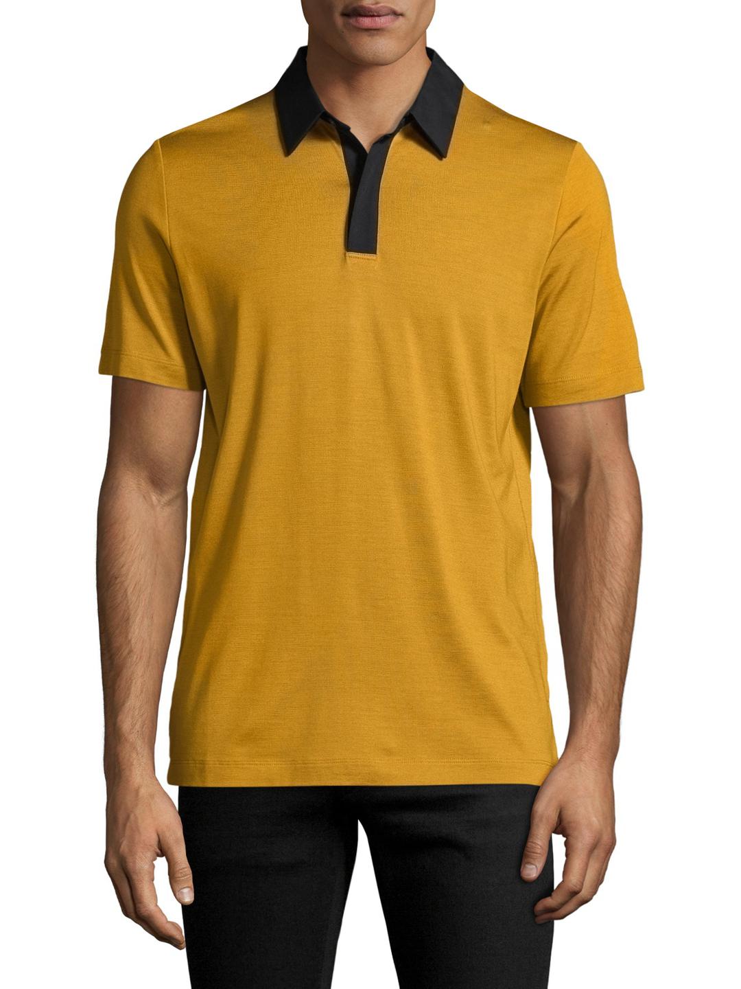 Theory Contrast Polo Shirt in Yellow for Men | Lyst