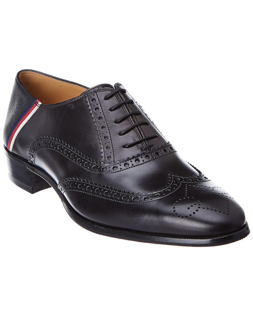 Gucci Brogue Sylvie Leather Wingtip Oxford in Black for Men | Lyst
