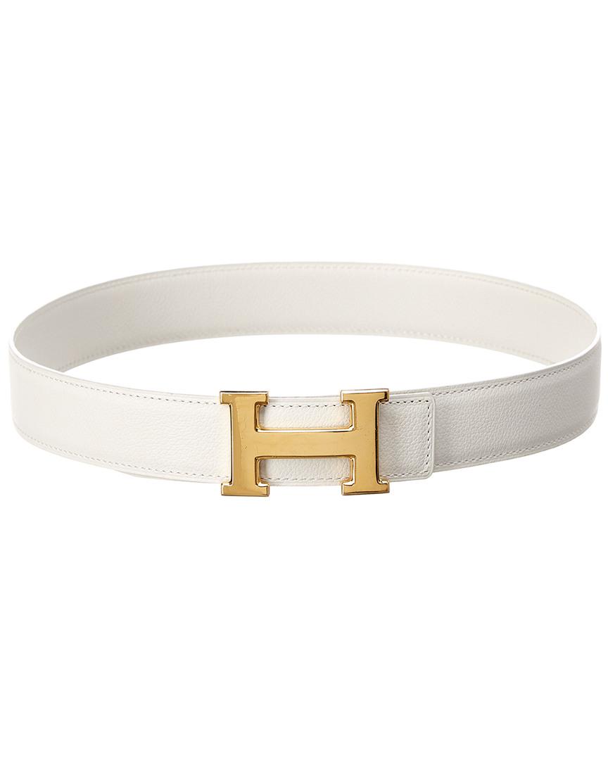 Hermès White Leather Constance Belt, Size 70 | Lyst