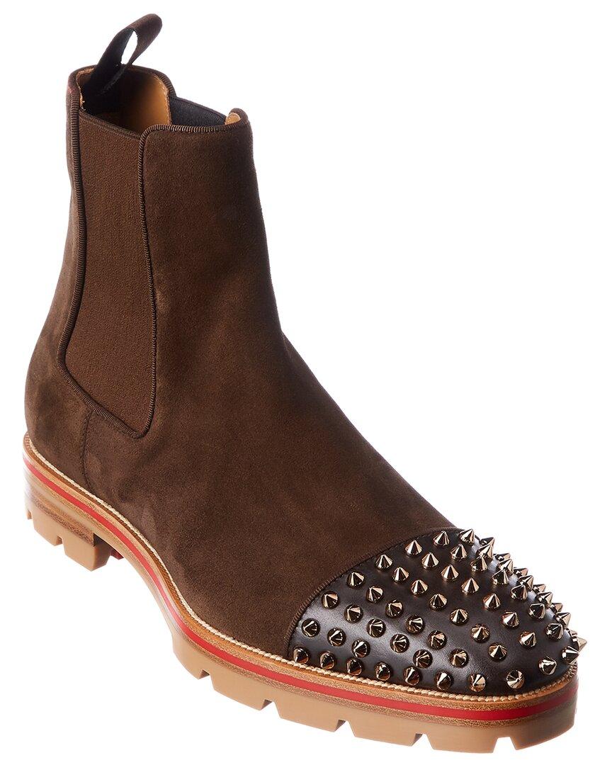 Christian Louboutin Melon Spikes Suede Boot in Brown for Men | Lyst