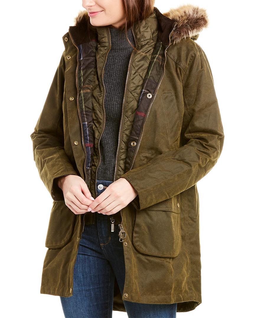 Barbour Cotton Thrunton Waxed Trench Coat in Green Lyst
