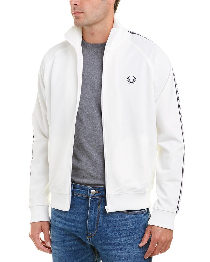 Fred Perry Synthetic Laurel Wreath Tape Track Jacket in White for Men - Lyst