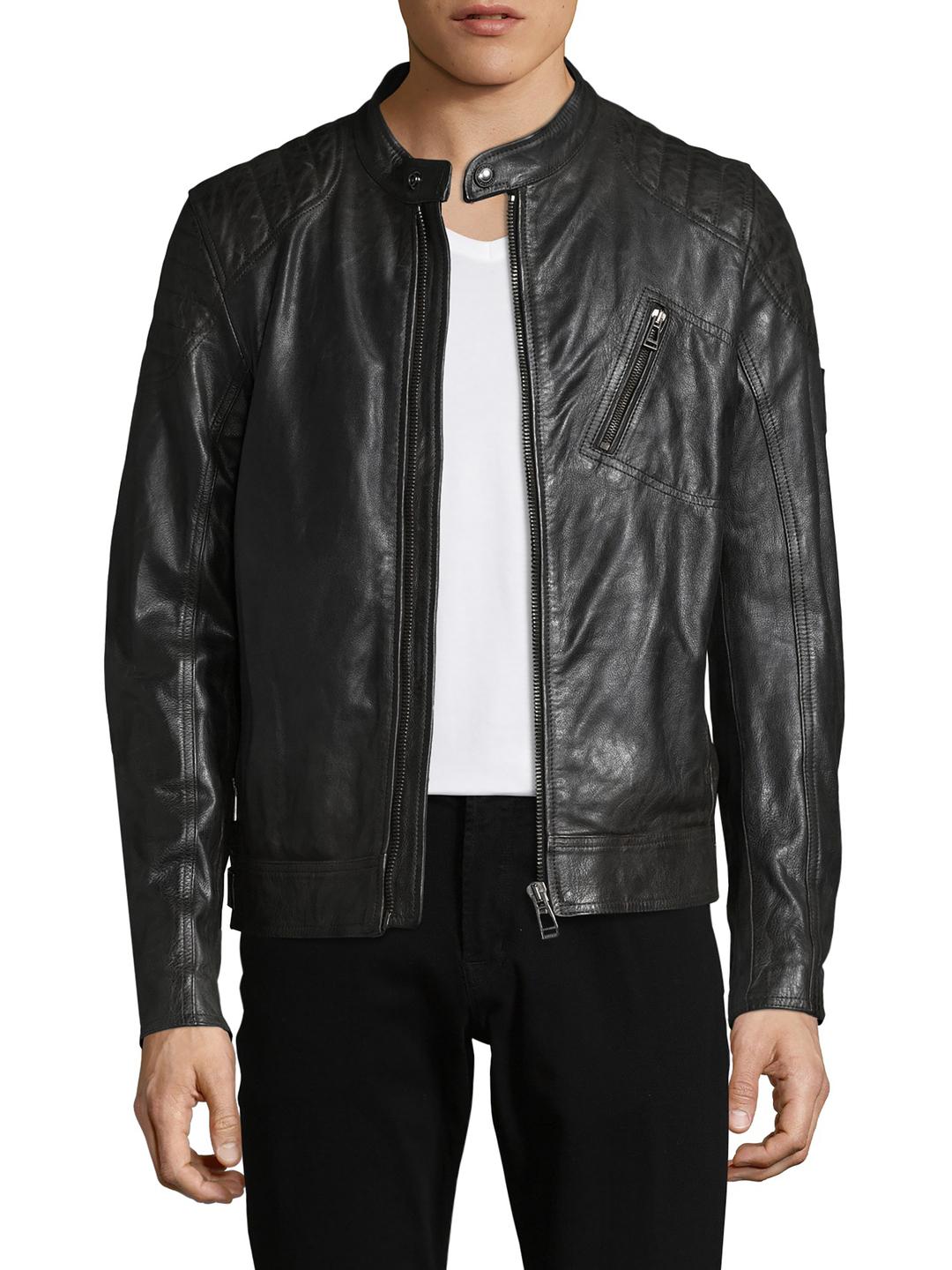 Belstaff Belt Buckle Hem Leather Jacket in Vintage Black (Black) for ...