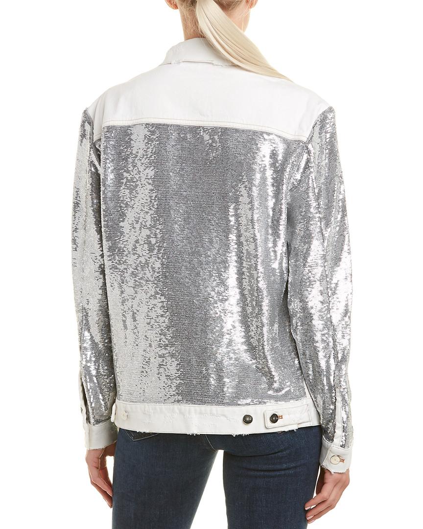 IRO Sequin Denim Jacket in White | Lyst