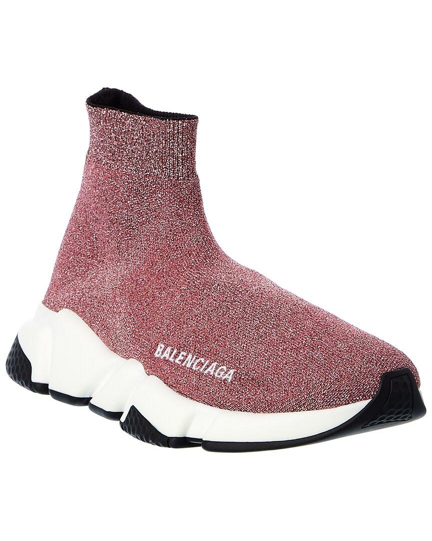 Balenciaga Speed Glitter Sock Sneaker in Pink | Lyst