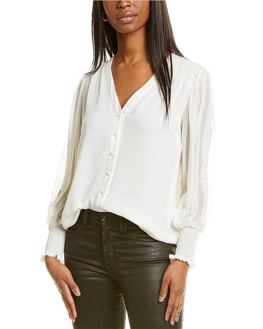 Vince Camuto Smocked Cuff Top in White 