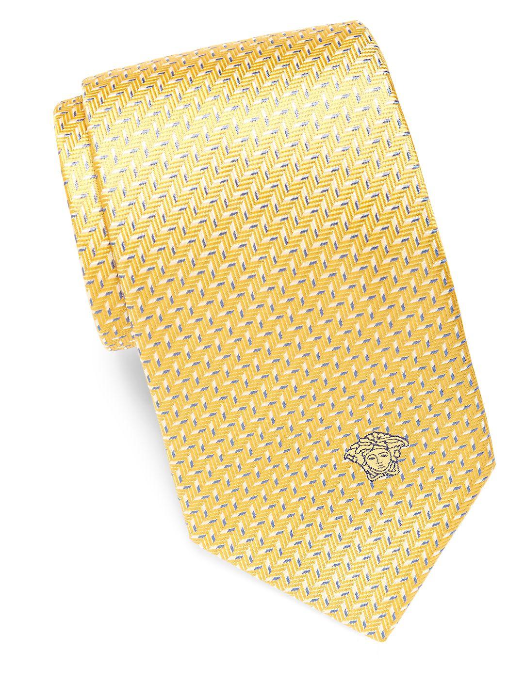 Universiteit Gevoel Vierde Versace Medusa Herringbone Silk Tie in Yellow for Men | Lyst