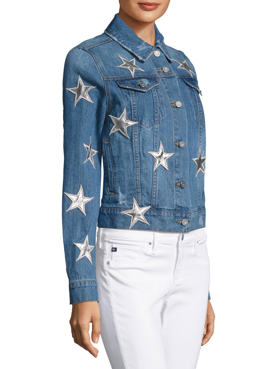 star embroidered jean jacket