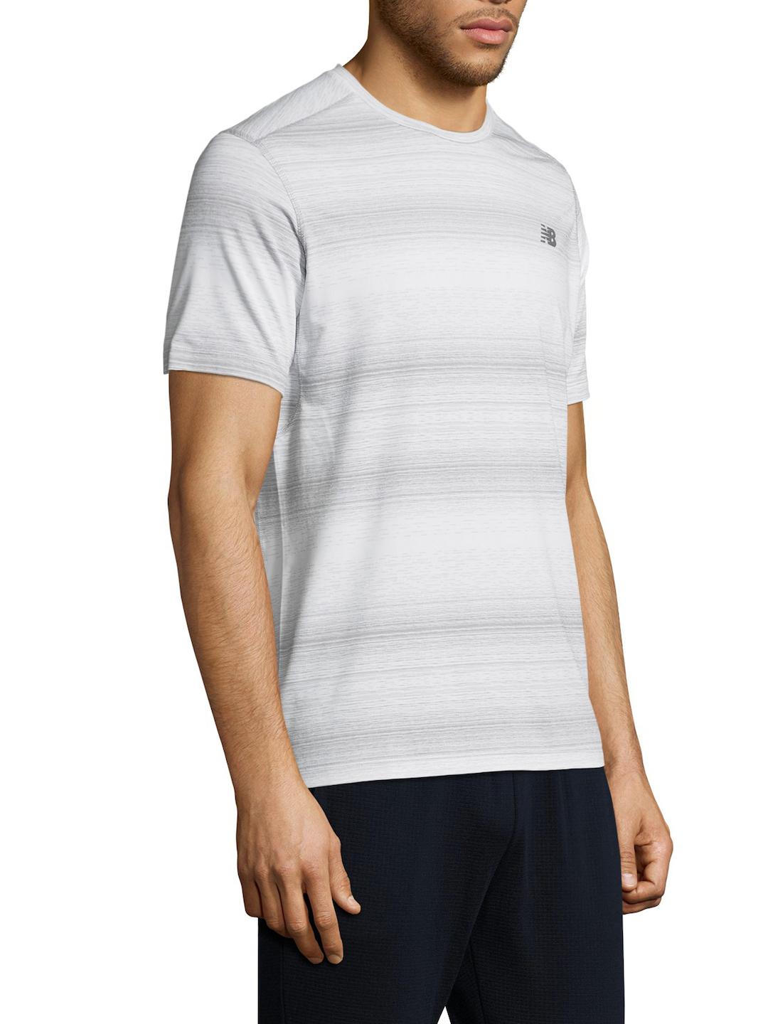 New Balance Synthetic Kairosport Striped Tee in Grey/White (White) for Men  - Lyst