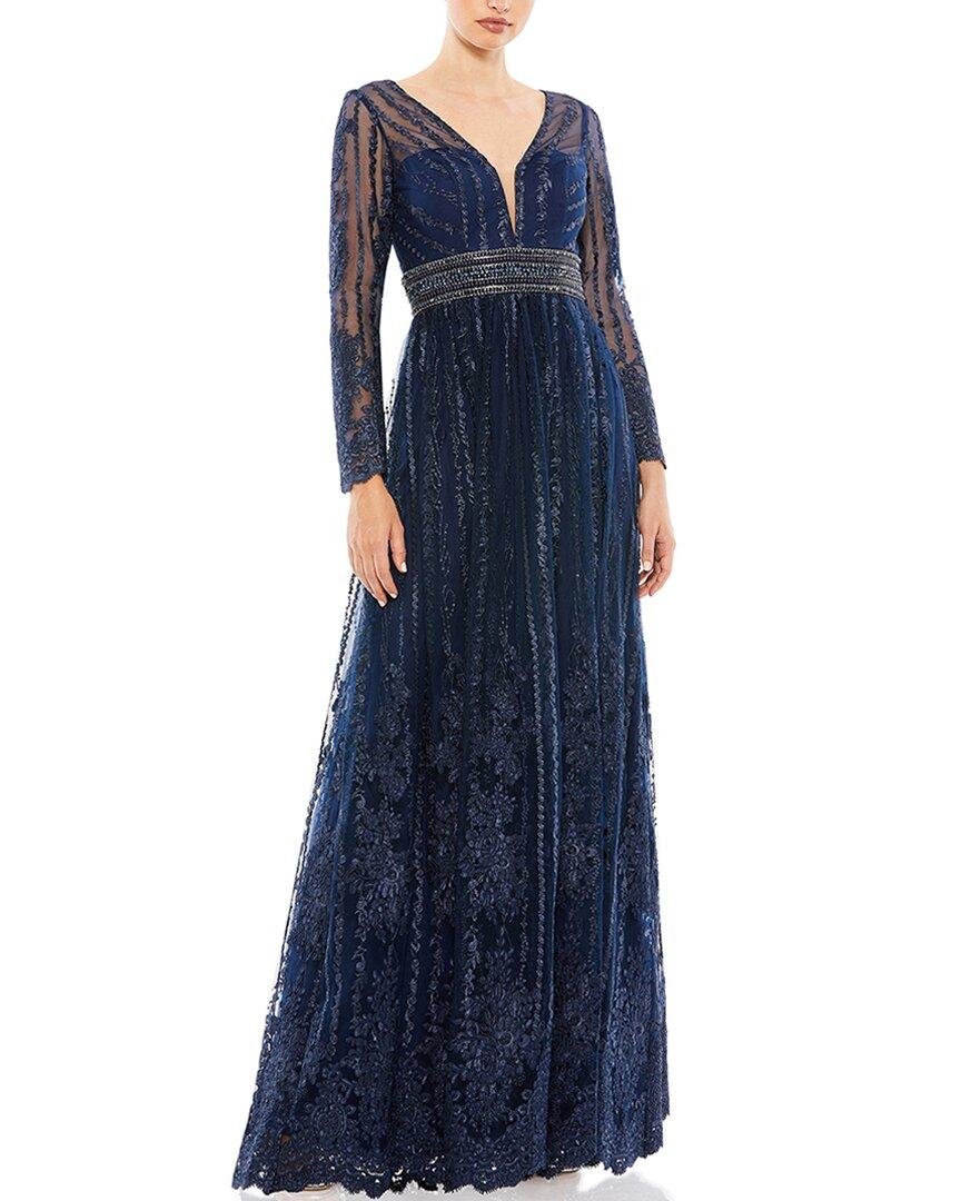 Mac duggal long sleeve beaded gown clearance