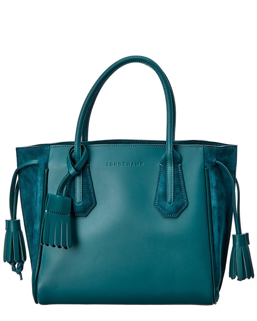 Longchamp Penelope Small Leather Shopper Tote in Green | Lyst
