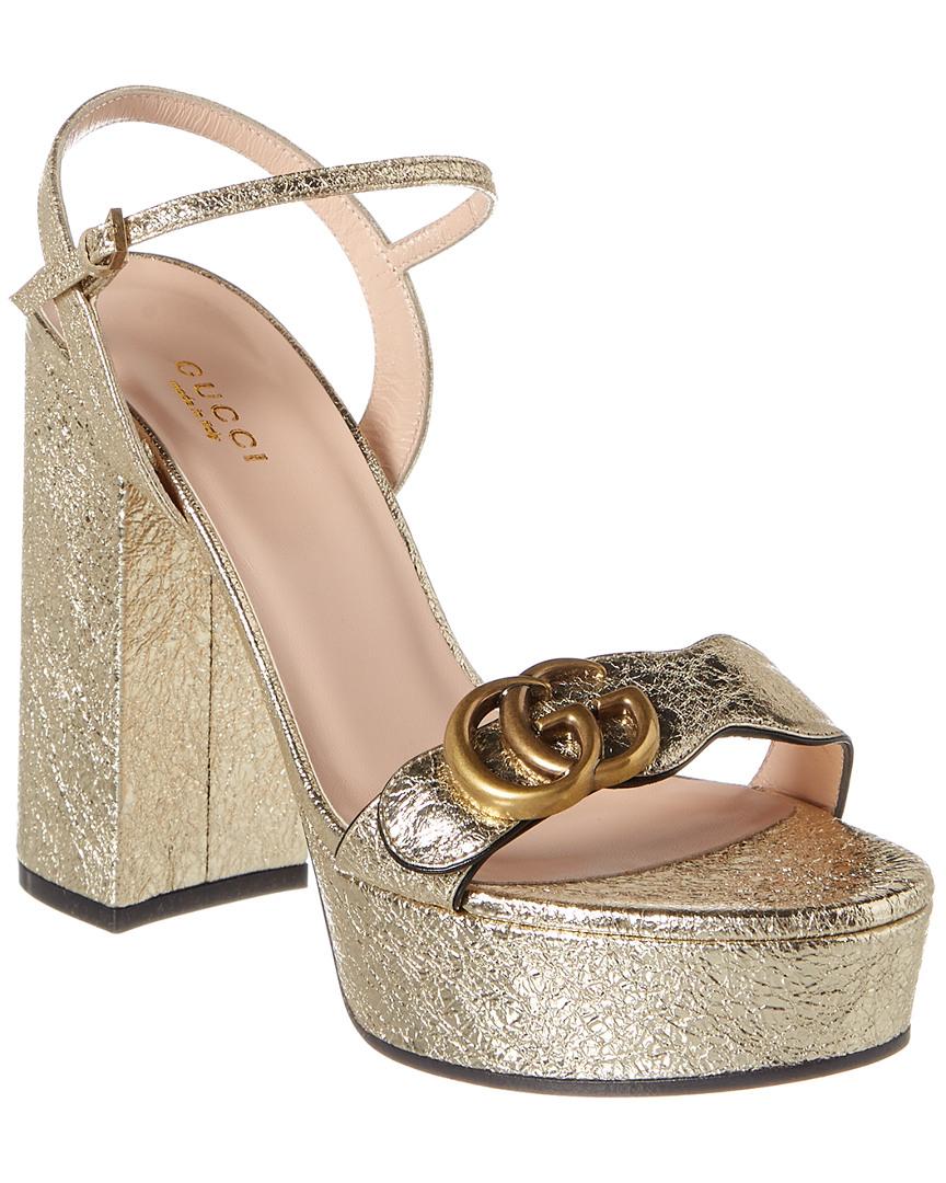 Gucci Studded Two-tone Metallic Leather Platform Sandals In Gold | ModeSens  | Sandals heels, Platform sandals, Women shoes