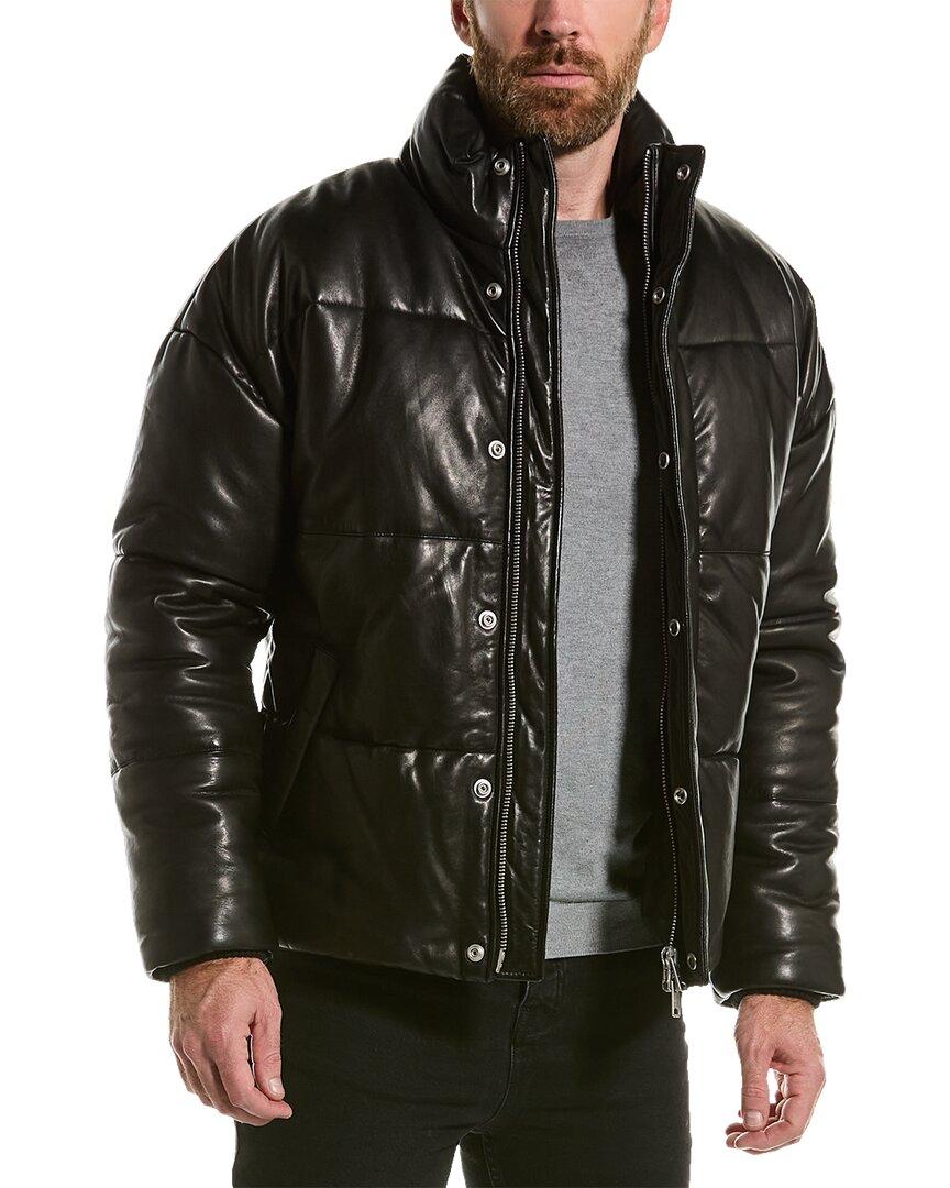 AllSaints Mercer Leather Puffer Jacket in Black for Men | Lyst UK