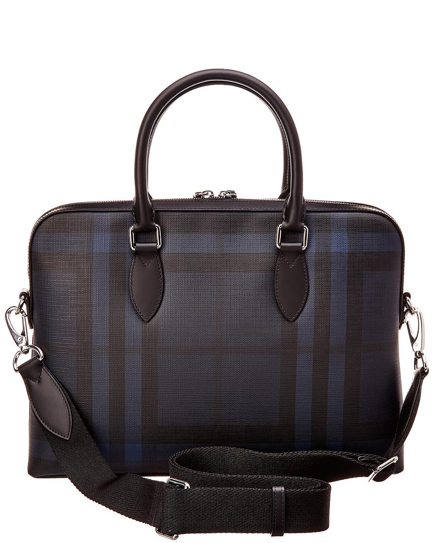 Burberry London Check Barrow Leather Bag in Blue for Men - Lyst