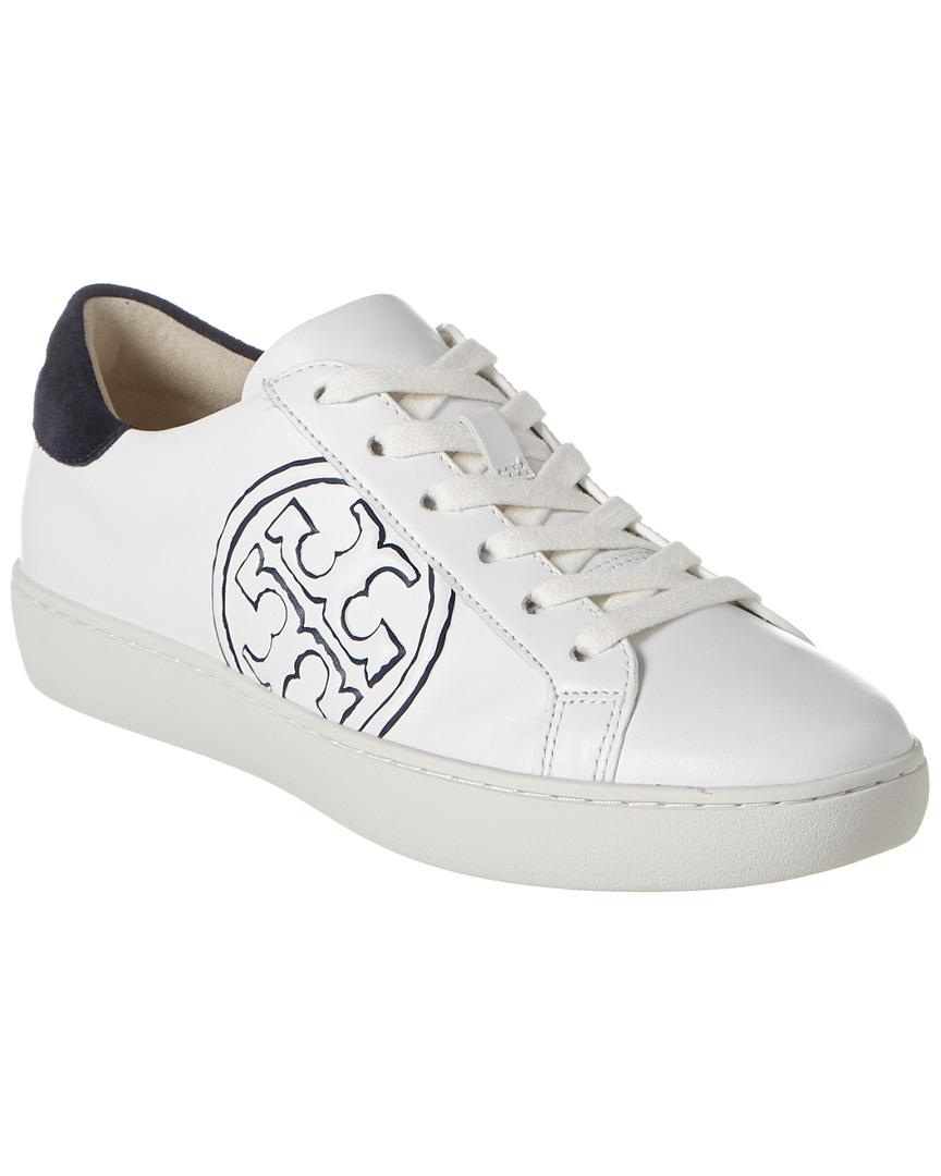 Tory Burch Leather T-logo Sneaker in Gray (White) | Lyst