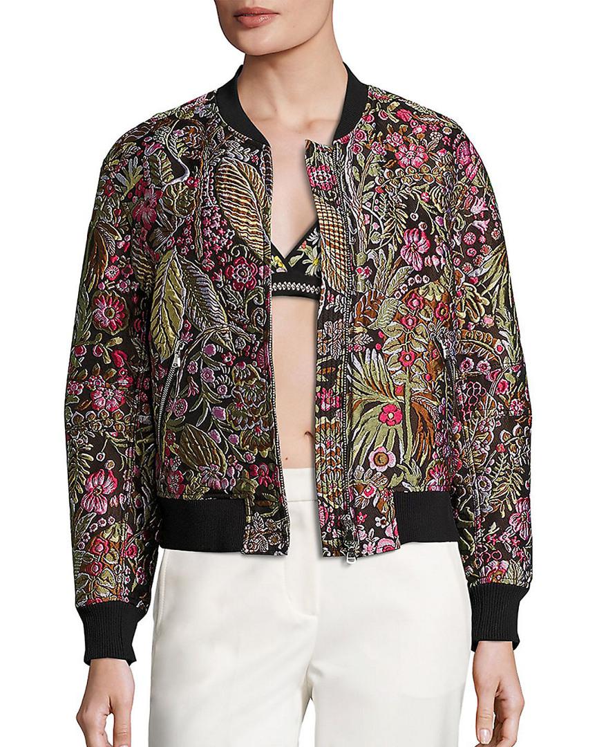 3.1 Phillip Lim Synthetic Floral Cloque Bomber Jacket in Black - Lyst