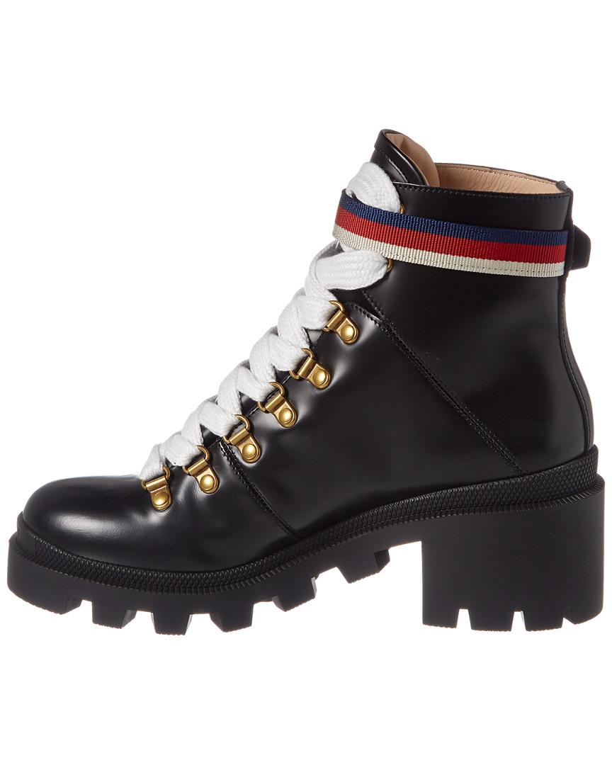leather ankle boot with sylvie web dupe
