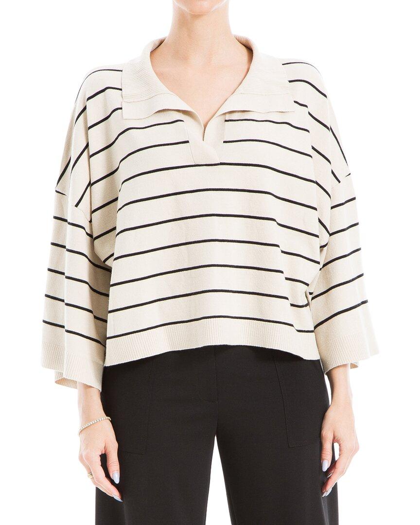 Max Studio Stripe Johnny Collar Crop Sweater in White Lyst UK