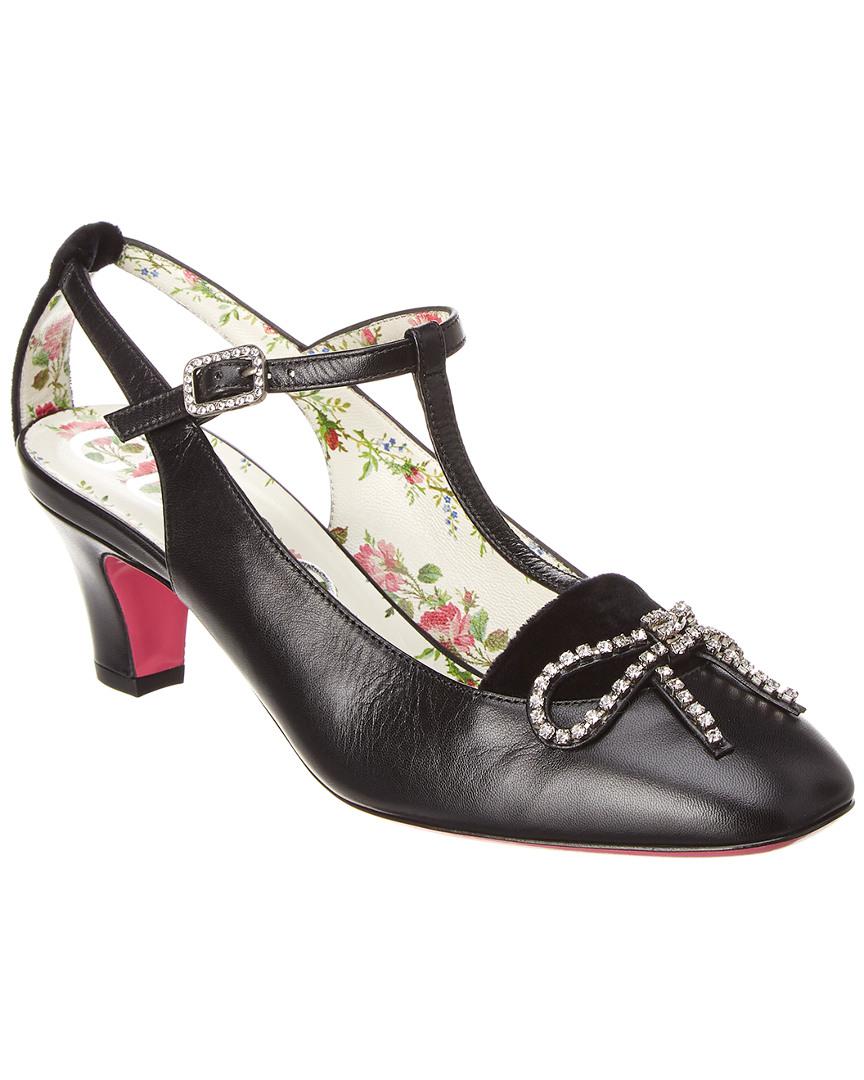 t strap leather pumps