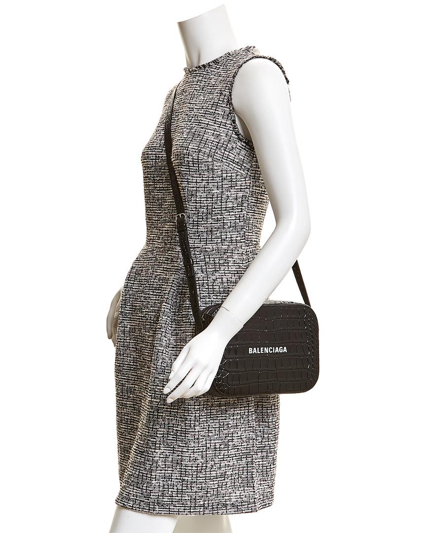 Balenciaga Everyday Small Crocembossed Leather Camera Bag in Black Lyst