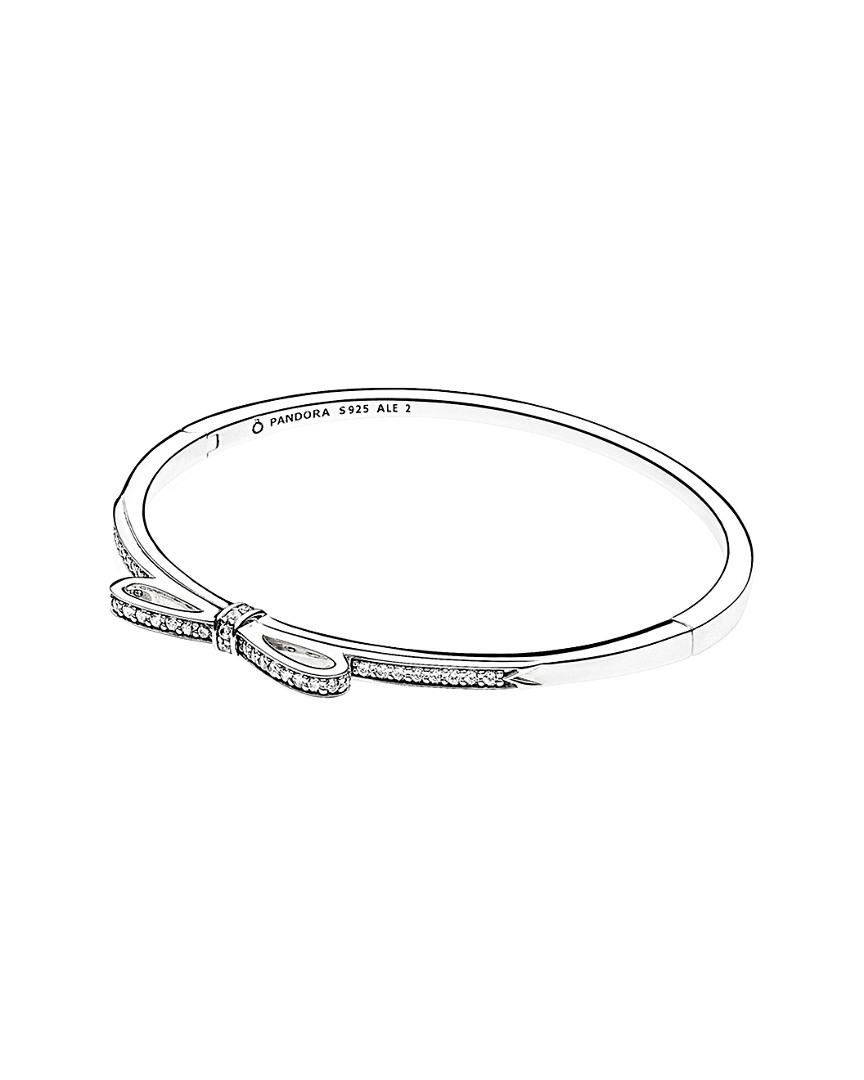 PANDORA Silver Cz Sparkling Bow Bracelet in Metallic | Lyst UK
