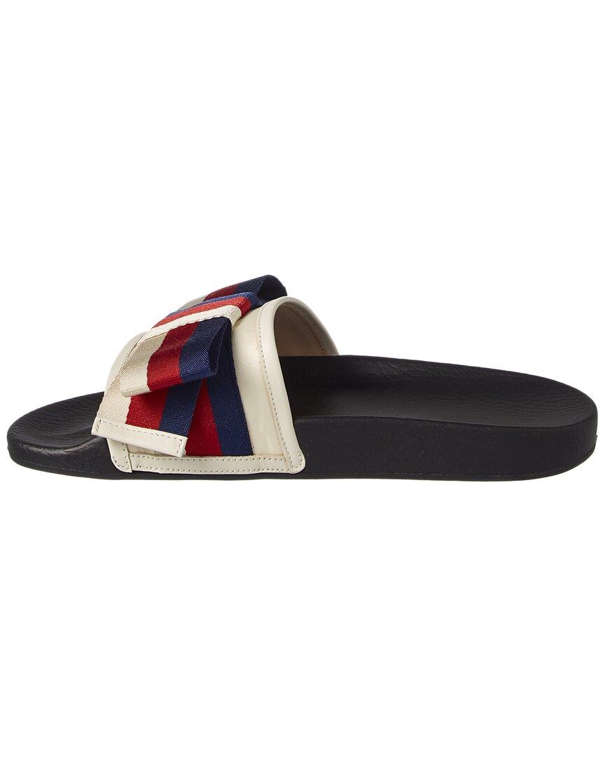 Gucci Web Bow Satin Slide | Lyst