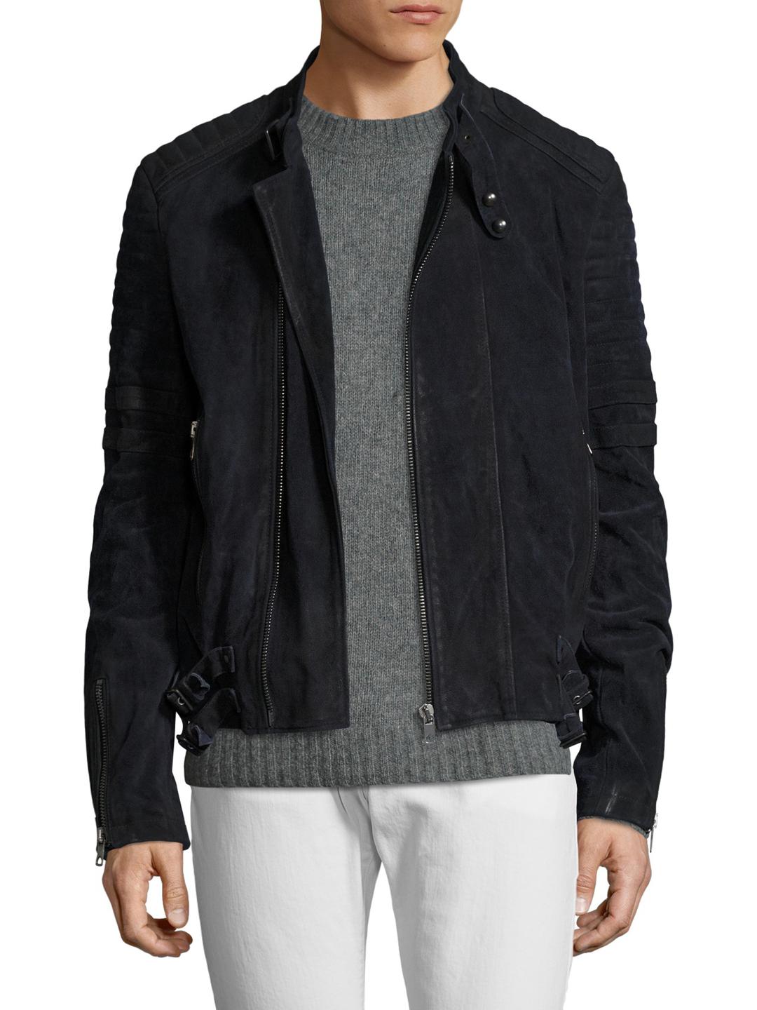 diesel blue leather jacket