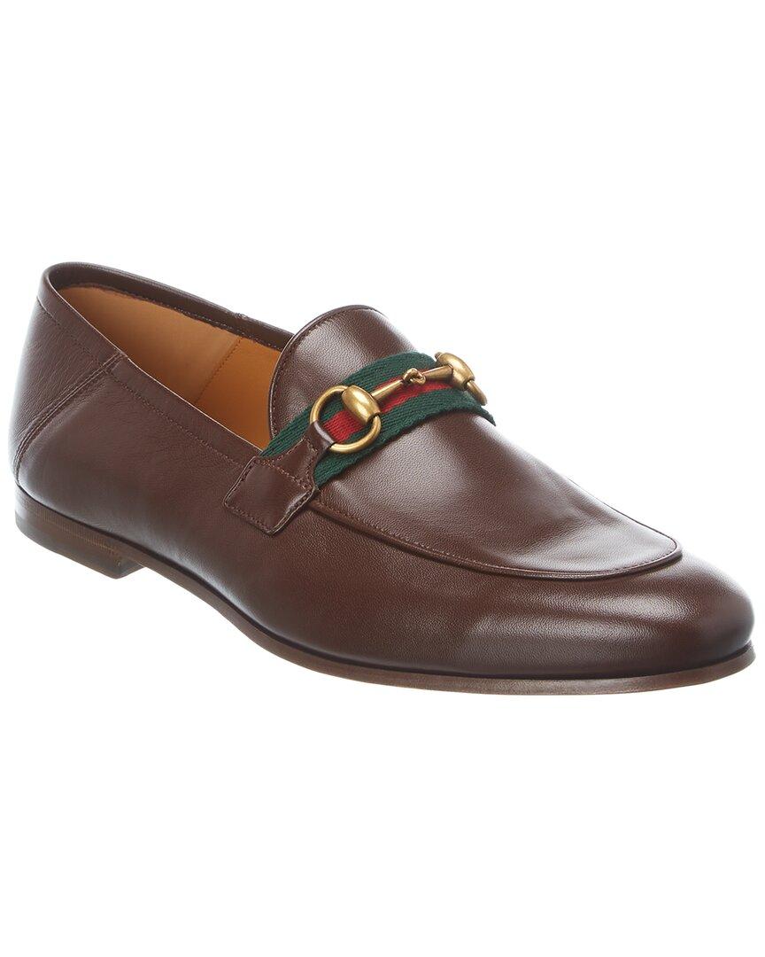 Gucci Horsebit Web Leather Loafer in Brown for Men | Lyst