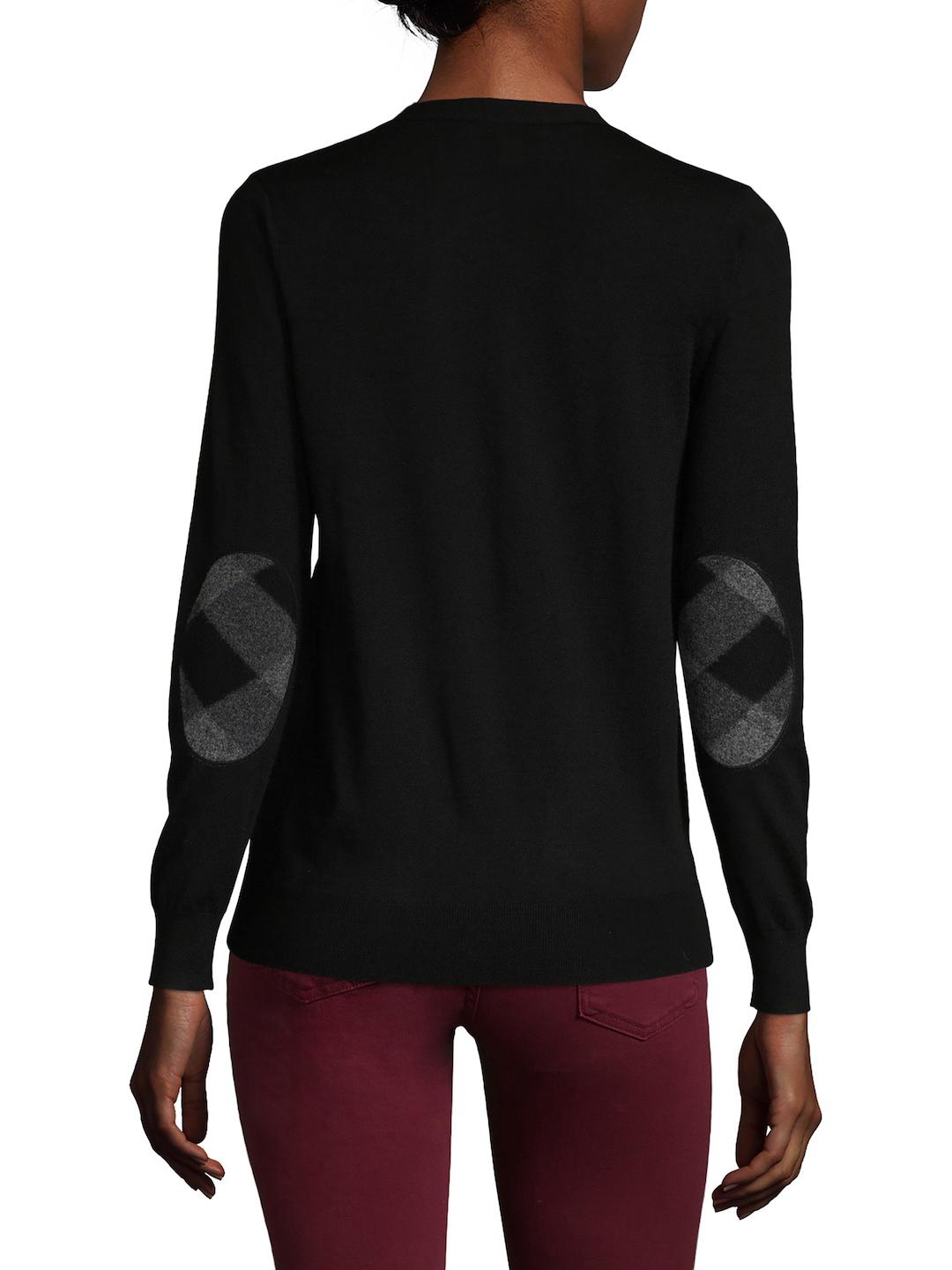 Burberry Cotton Plaid Elbow Patch Sweater in Black Lyst
