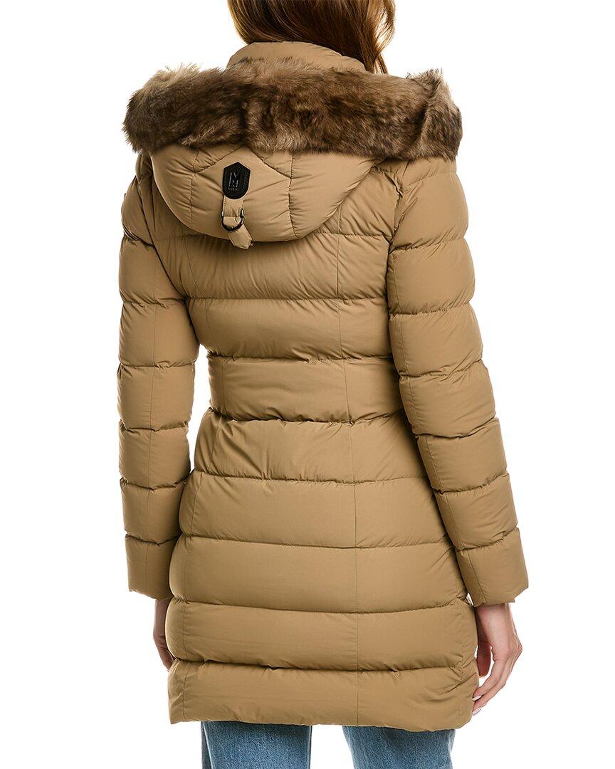 Mackage Calla Leather trim Medium Down Coat in Brown Lyst
