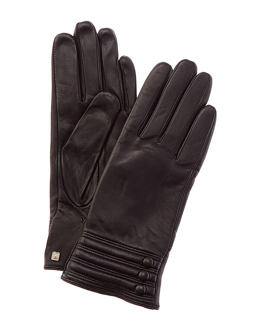 Bruno Magli Channel Quilted Cuff Cashmere-lined Leather Gloves in Black ...